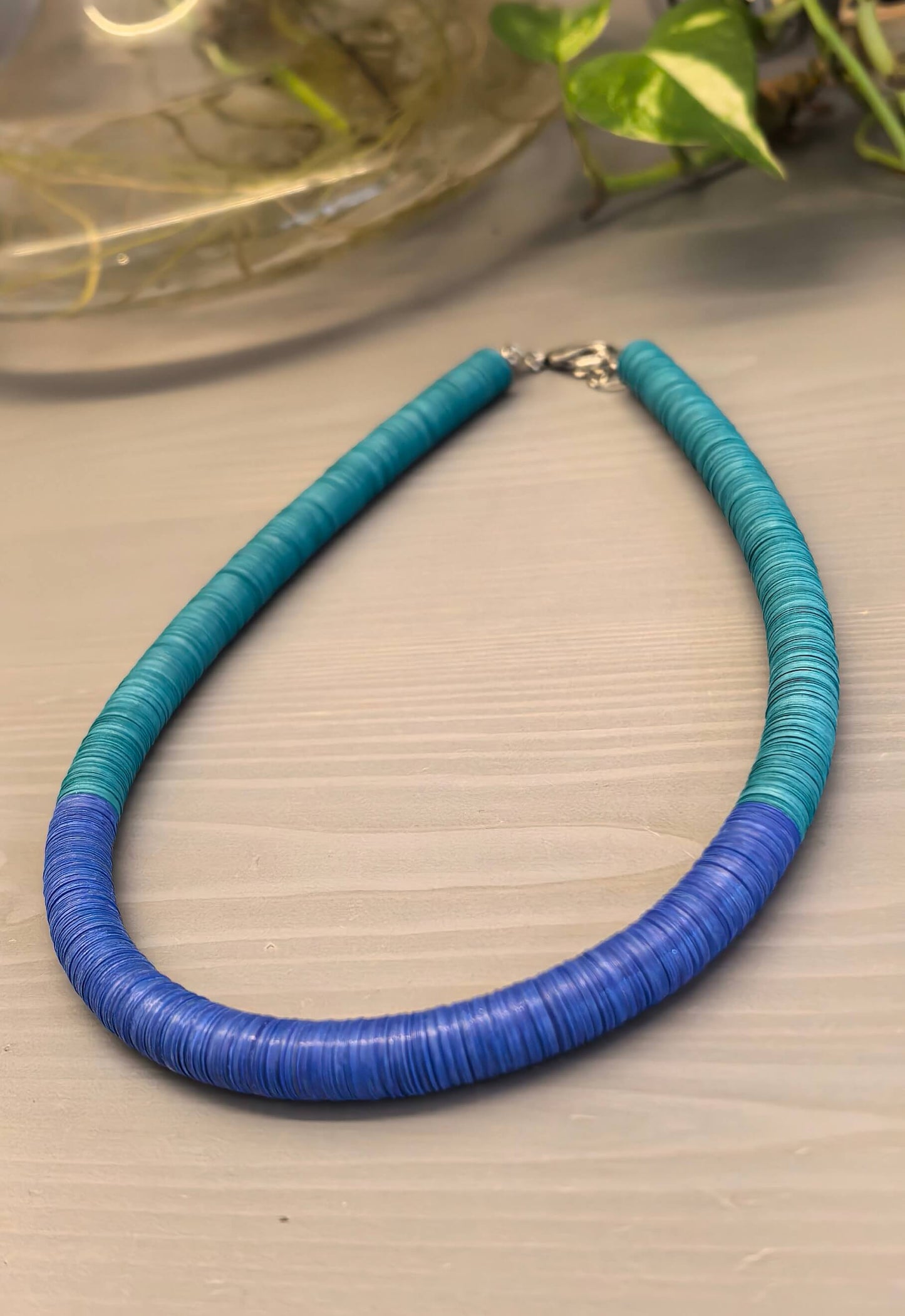 Turquoise and royal blue round necklace