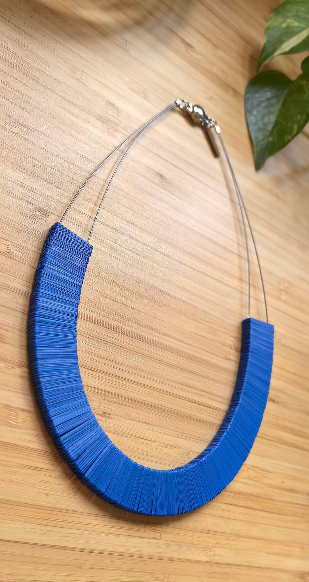 Royal blue rectangular necklace