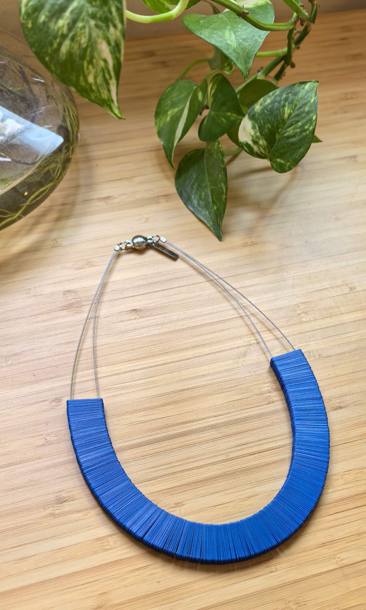 Royal blue rectangular necklace
