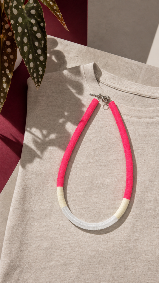Colar redondo pink neon