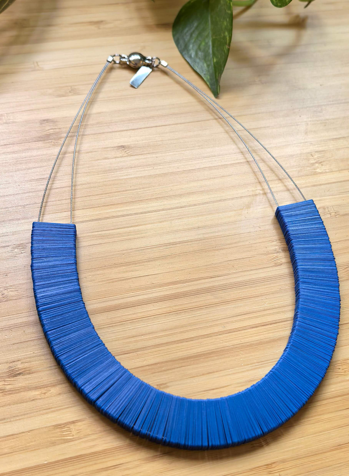 Royal blue rectangular necklace