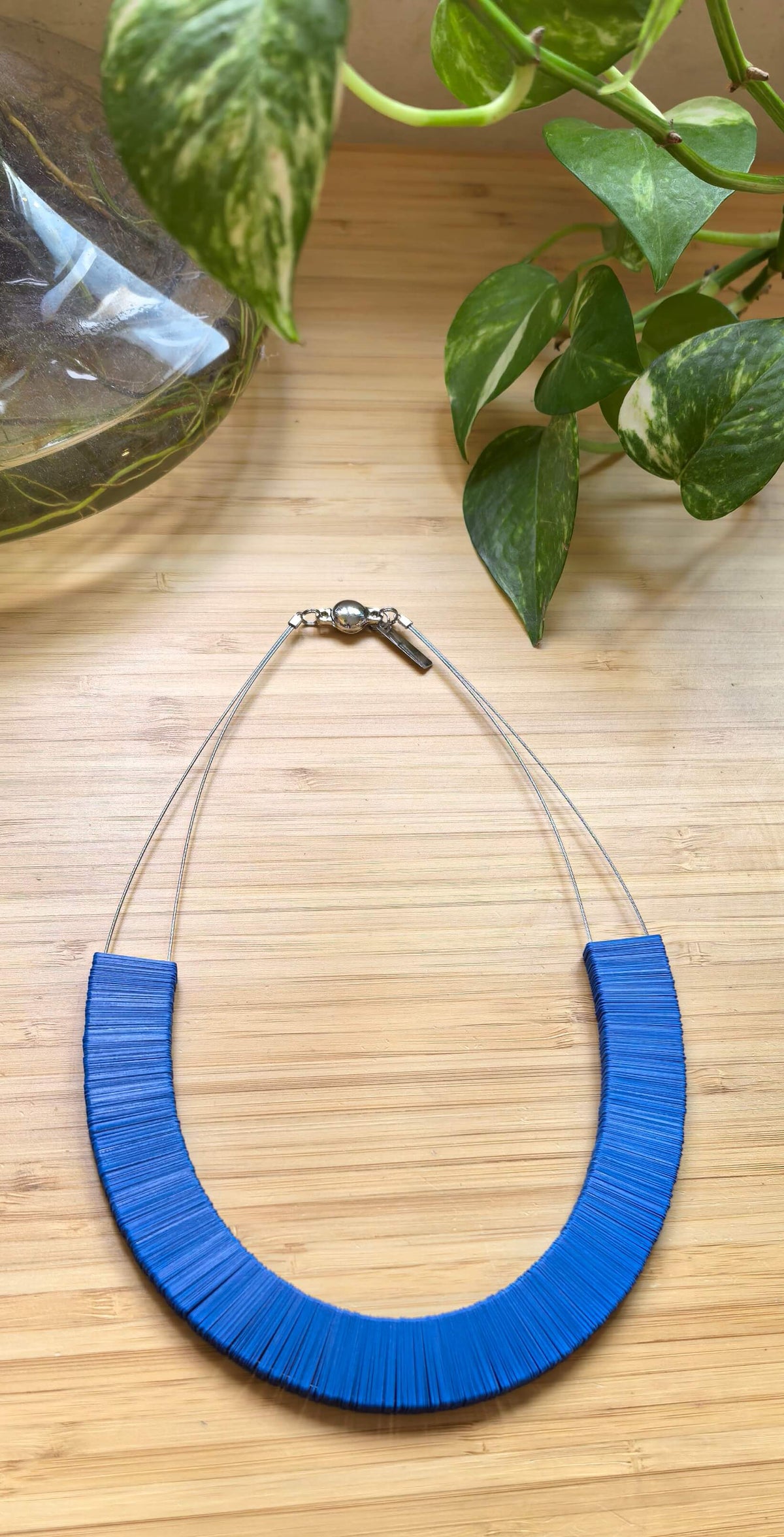 Royal blue rectangular necklace