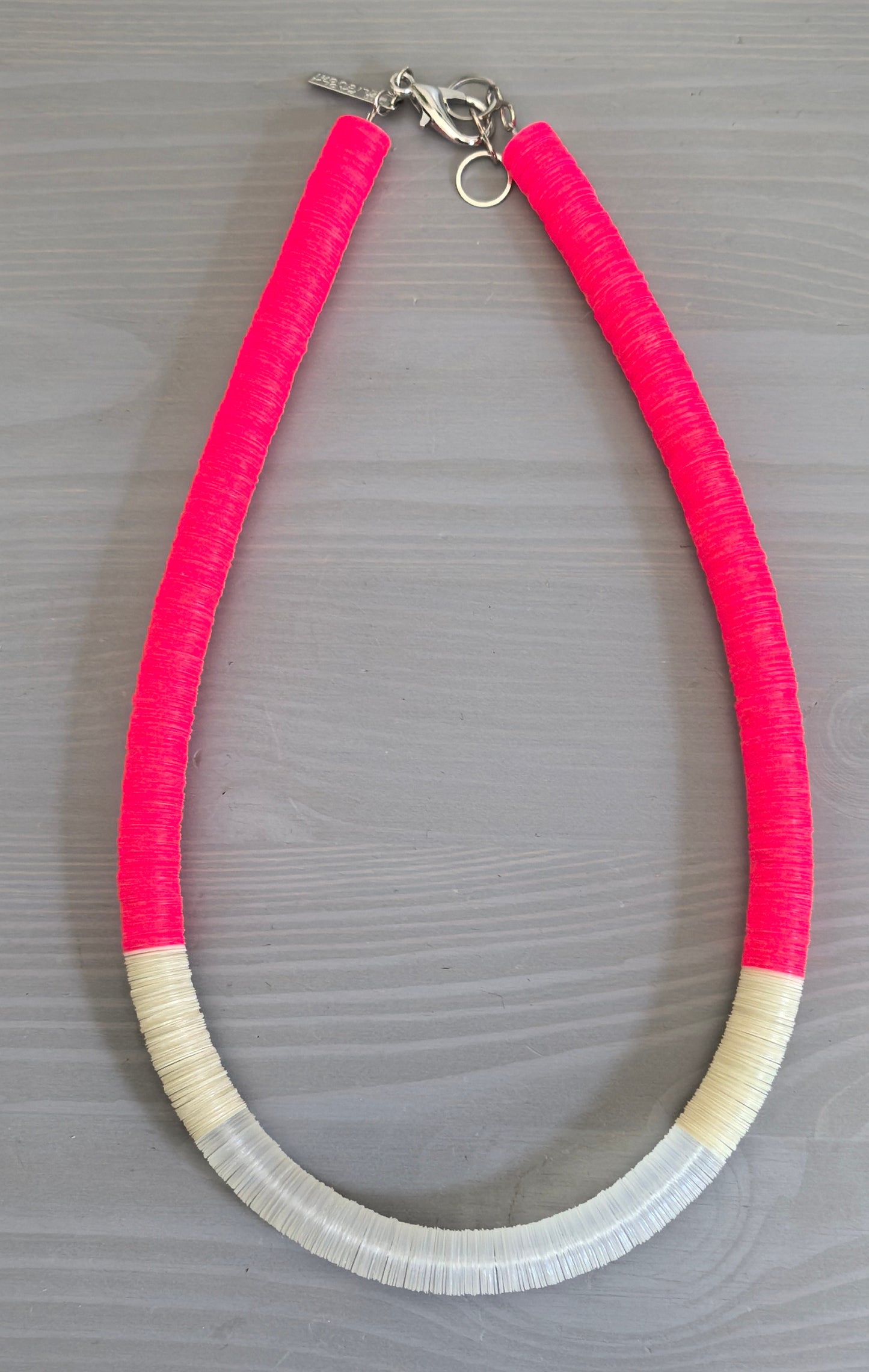 Round neon pink necklace