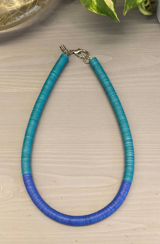 Turquoise and royal blue round necklace
