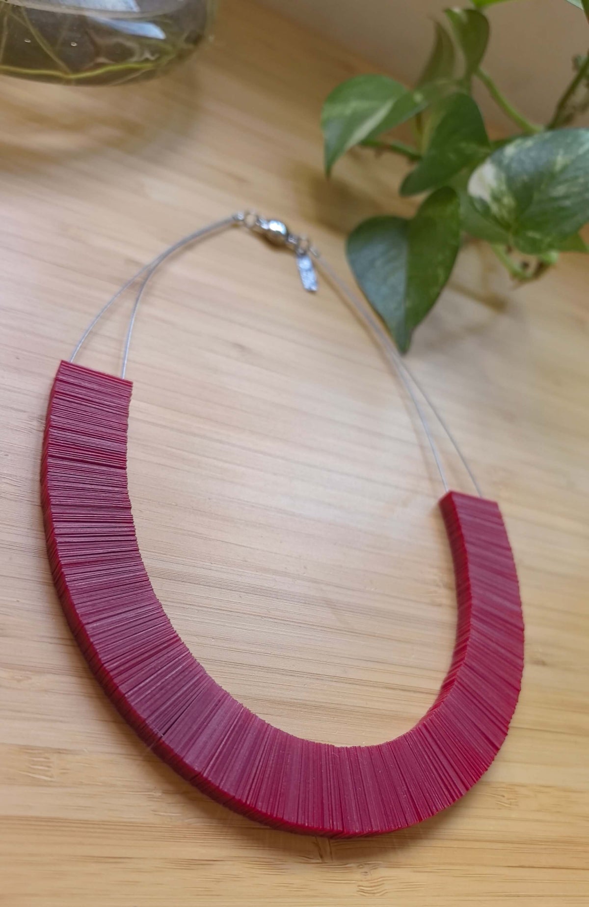 Raspberry rectangular necklace