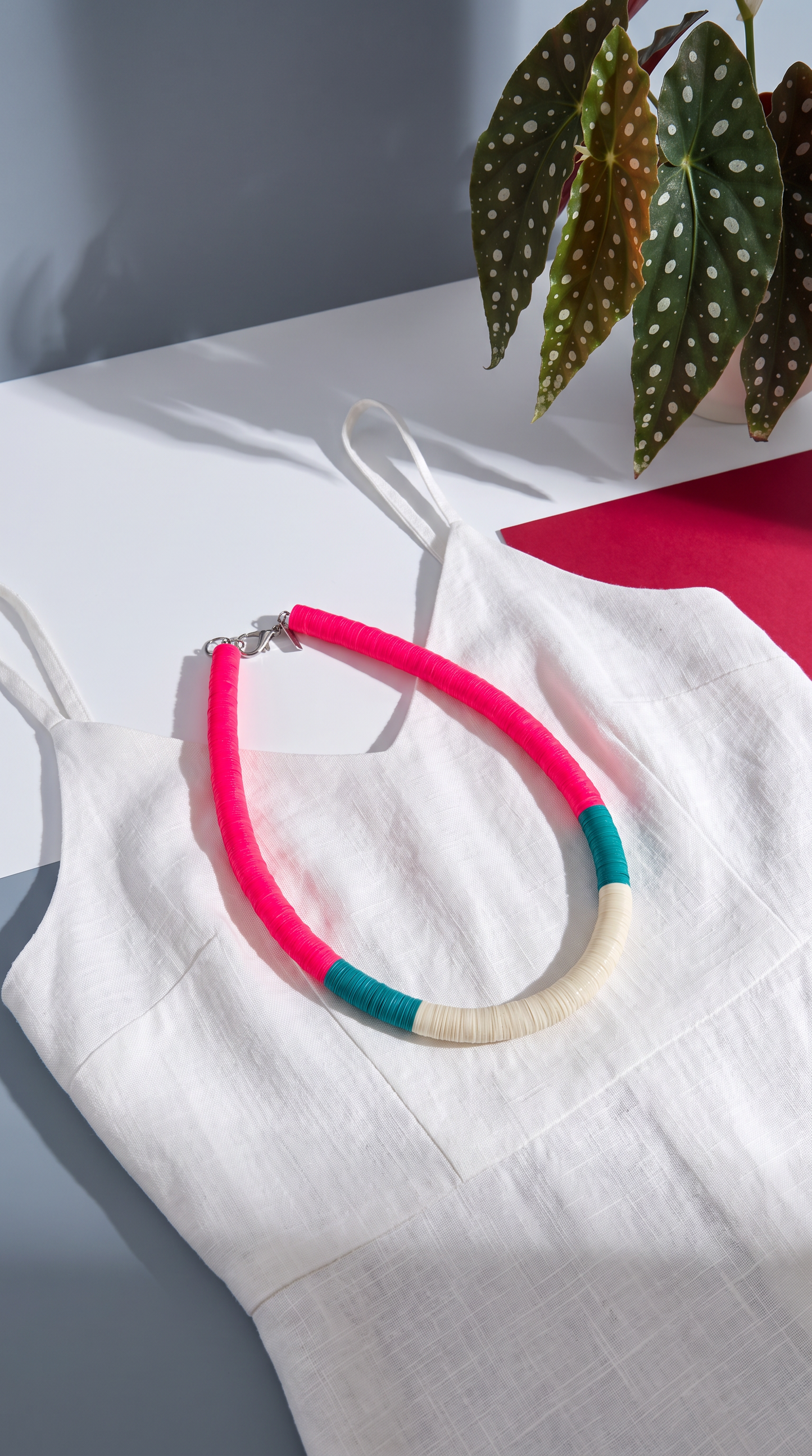 Round neon pink necklace